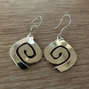 SILPADA 925 Silver - Vintage Smooth Shiny Spiral Swirl Dangle Earrings